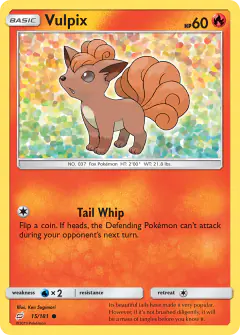 Vulpix Common card from Team Up