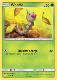 Weedle Common card from Team Up
