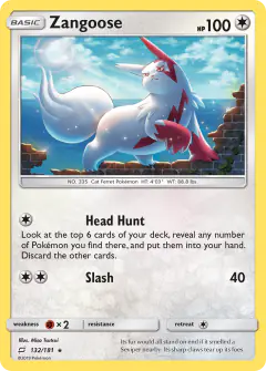 Zangoose Rare Holo card from Team Up