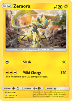 Zeraora Rare Holo card from Team Up