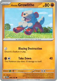 Hisuian Growlithe Common card from Twilight Masquerade