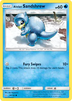 Alolan Sandshrew Common card from Ultra Prism