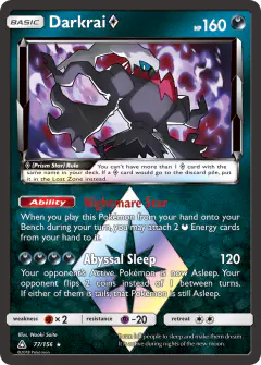 Darkrai ◇ Rare Prism Star card from Ultra Prism