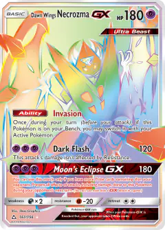 Dawn Wings Necrozma-GX Rare Rainbow card from Ultra Prism