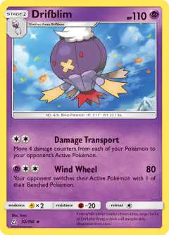 Drifblim Uncommon card from Ultra Prism