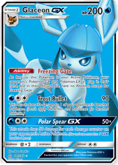 Glaceon-GX Rare Ultra card from Ultra Prism