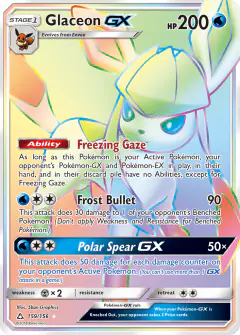 Glaceon-GX Rare Rainbow card from Ultra Prism