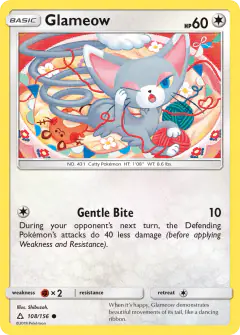 Glameow Common card from Ultra Prism