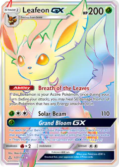 Leafeon-GX Rare Rainbow card from Ultra Prism