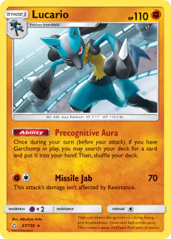 Lucario Rare Holo card from Ultra Prism