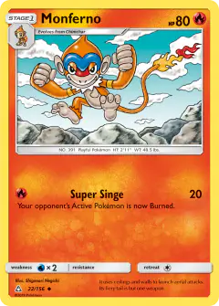 Monferno Uncommon card from Ultra Prism