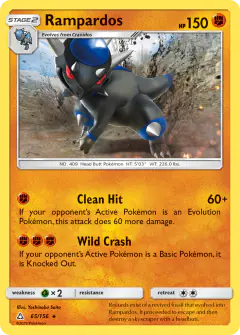 Rampardos Rare Holo card from Ultra Prism