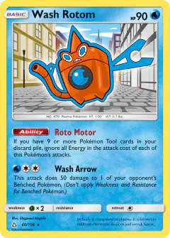 Wash Rotom Rare card from Ultra Prism