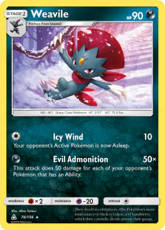 Weavile Rare Holo card from Ultra Prism
