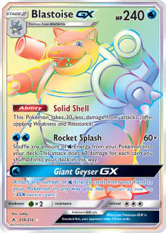 Blastoise-GX Rare Rainbow card from Unbroken Bonds