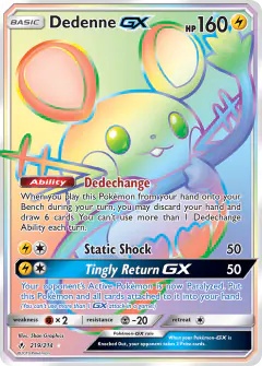 Dedenne-GX Rare Rainbow card from Unbroken Bonds