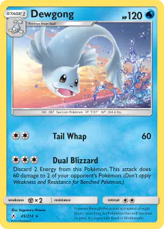 Dewgong Rare card from Unbroken Bonds