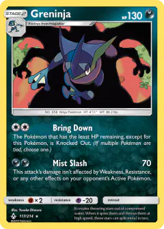 Greninja Rare Holo card from Unbroken Bonds