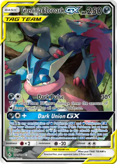 Greninja & Zoroark-GX Rare Ultra card from Unbroken Bonds