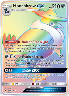 Honchkrow-GX Rare Rainbow card from Unbroken Bonds