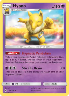 Hypno Rare card from Unbroken Bonds