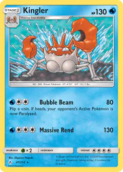 Kingler Rare card from Unbroken Bonds