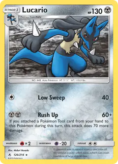 Lucario Rare Holo card from Unbroken Bonds