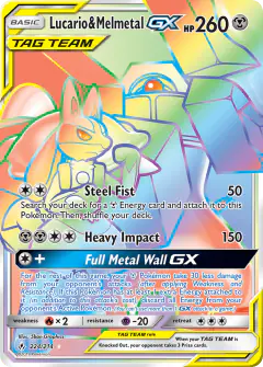 Lucario & Melmetal-GX Rare Rainbow card from Unbroken Bonds