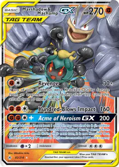 Marshadow & Machamp-GX Rare Holo GX card from Unbroken Bonds