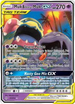 Muk & Alolan Muk-GX Rare Holo GX card from Unbroken Bonds