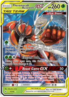 Pheromosa & Buzzwole-GX Rare Holo GX card from Unbroken Bonds