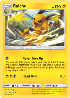 Raichu Rare card from Unbroken Bonds