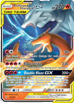 Reshiram & Charizard-GX Rare Holo GX card from Unbroken Bonds
