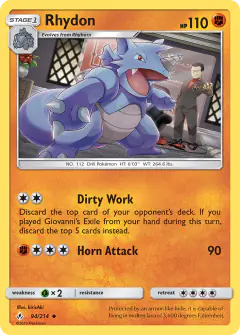 Rhydon Uncommon card from Unbroken Bonds