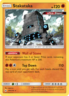 Stakataka Rare Holo card from Unbroken Bonds