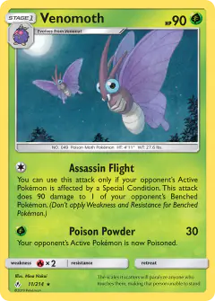 Venomoth Rare card from Unbroken Bonds