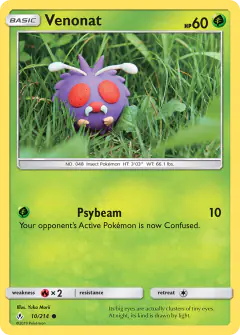 Venonat Common card from Unbroken Bonds