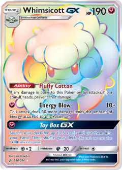 Whimsicott-GX Rare Rainbow card from Unbroken Bonds