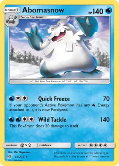 Abomasnow Rare card from Unified Minds