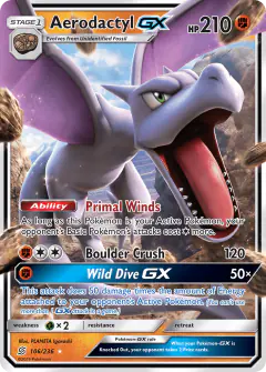 Aerodactyl-GX Rare Holo GX card from Unified Minds