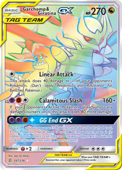 Garchomp & Giratina-GX Rare Rainbow card from Unified Minds