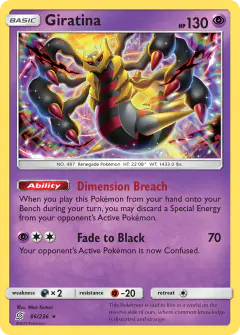 Giratina Rare Holo card from Unified Minds