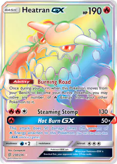Heatran-GX Rare Rainbow card from Unified Minds