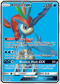 Keldeo-GX Rare Ultra card from Unified Minds