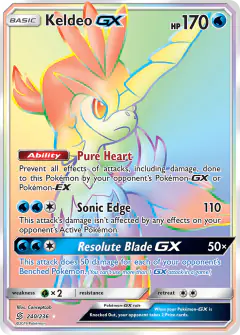 Keldeo-GX Rare Rainbow card from Unified Minds