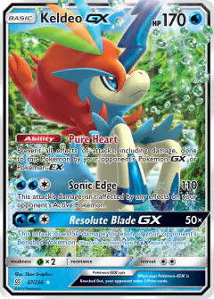 Keldeo-GX Rare Holo GX card from Unified Minds