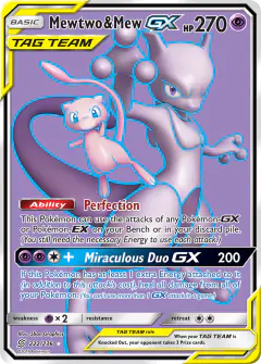 Mewtwo & Mew-GX Rare Ultra card from Unified Minds