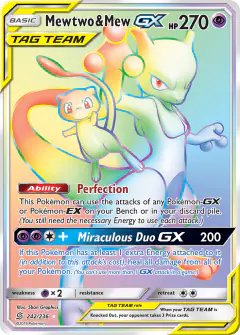 Mewtwo & Mew-GX Rare Rainbow card from Unified Minds