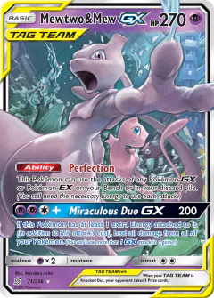 Mewtwo & Mew-GX Rare Holo GX card from Unified Minds