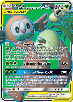 Rowlet & Alolan Exeggutor-GX Rare Ultra card from Unified Minds